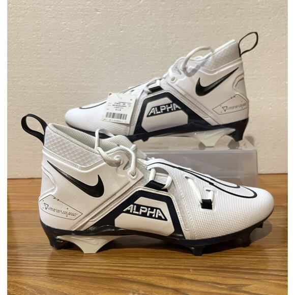NWT Men's Nike Alpha Menace Pro 3 Football Cleats White Black CT6649-108 Size 12 - Picture 1 of 10